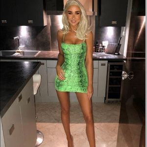 Green Snake Print Cami Style Bodycon Mini Dress
